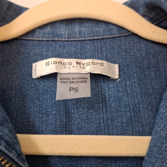 Bianca Nygard Petites Sz S Cropped Jean Jacket Relaxed Fit - Picture 14 of 16